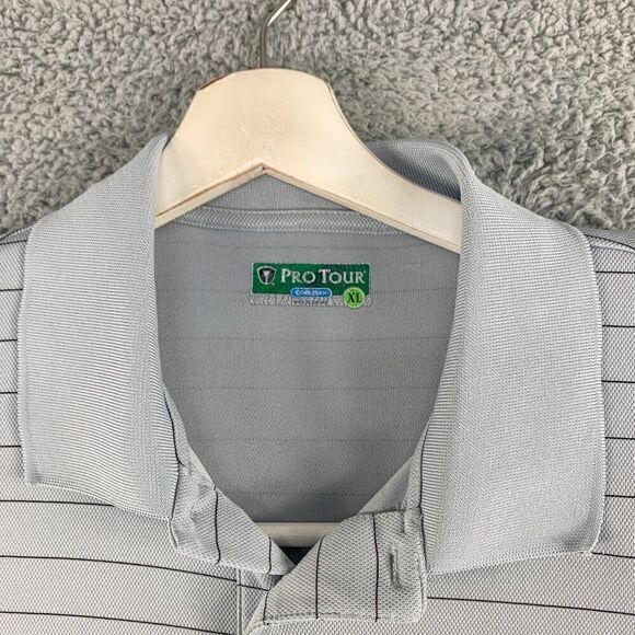 Pro Tour Shirt Mens Extra Large Gray Stripe Coolplay Golf Polo Golfer Casual - Picture 2 of 10